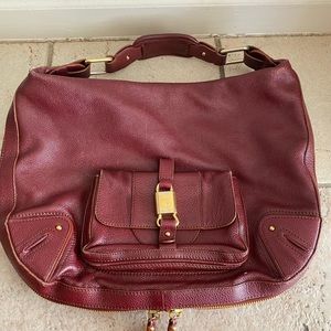 Marc jacobs pebbled red oxblood burgundy hobo shoulder bag